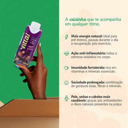 Imagem de Kit com 6 Smoothies Vittaí Açaí Sabor Morango 250ml Sem lactose, Sem glúten e 0 açúcar