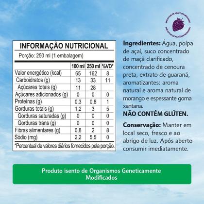 Imagem de Kit com 6 Smoothies Vittaí Açaí Sabor Morango 250ml Sem lactose, Sem glúten e 0 açúcar