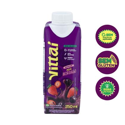 Imagem de Kit com 6 Smoothies Vittaí Açaí Sabor Morango 250ml Sem lactose, Sem glúten e 0 açúcar