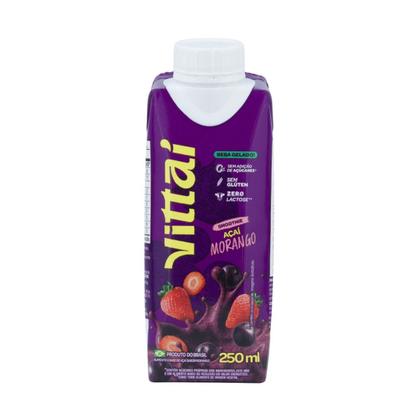 Imagem de Kit com 6 Smoothies Vittaí Açaí Sabor Morango 250ml Sem lactose, Sem glúten e 0 açúcar