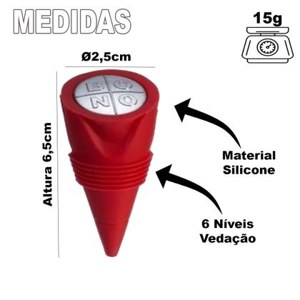 Imagem de Kit com 6 Tampa Rolha De Silicone Formato Cone para Garrafas Vinho Espumante
