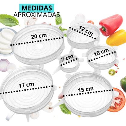 Imagem de Kit com 6 tampas para potes e panelas fácil de lavar