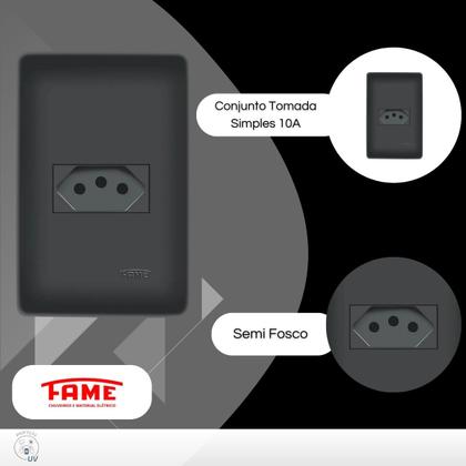 Imagem de Kit Com 6 Tomadas Preta 2p+t 10a 250v Habitat Black - Fame
