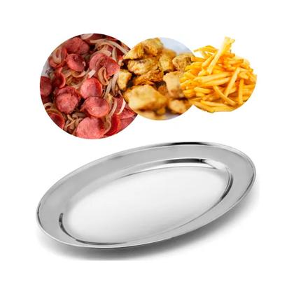 Imagem de Kit Com 6 Travessas Rasas De Inox Oval Grande 33,8cm KEHOME
