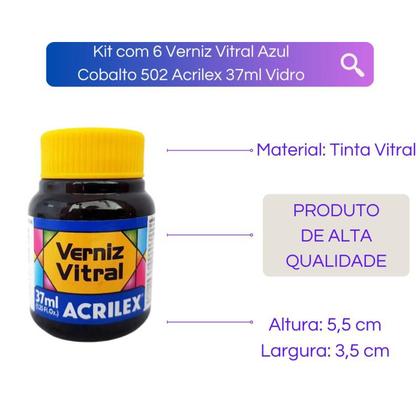 Imagem de Kit com 6 Verniz Vitral Vitro Acrilex 37ml - Escolha a Cor
