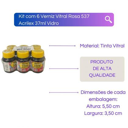 Imagem de Kit com 6 Verniz Vitral Vitro Acrilex 37ml - Escolha a Cor