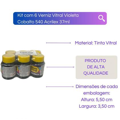 Imagem de Kit com 6 Verniz Vitral Vitro Acrilex 37ml - Escolha a Cor