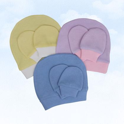 Imagem de Kit Com 60 Peças Toucas e Luvinhas Para Bebê Algodão