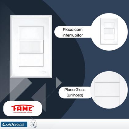 Imagem de Kit com 7 Interruptores Simples 4x2 16A Com Parafuso Evidence - FAME