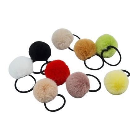 Imagem de Kit com 8 elástico de cabelo com pompom veludo macio simples