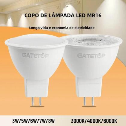 Imagem de Kit com 8 Lâmpadas de LED MR16 GU5.3 12V - Substitui Halógena 40W (110V/220V)