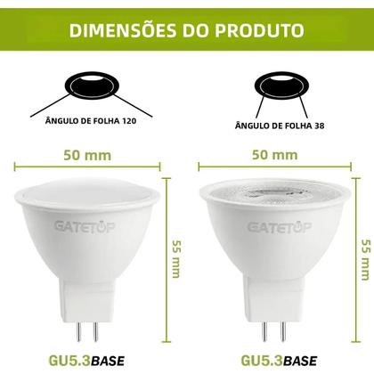 Imagem de Kit com 8 Lâmpadas de LED MR16 GU5.3 12V - Substitui Halógena 40W (110V/220V)