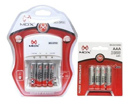 Imagem de Kit Com 8 Pilhas AAA Palito Recarregaveis + Carregador Bivolt Automático AA AAA 9V