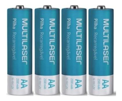 Imagem de Kit Com 8 Pilhas Sendo 4 AA e 4 AAA Recarregáveis + Carregador Multilaser