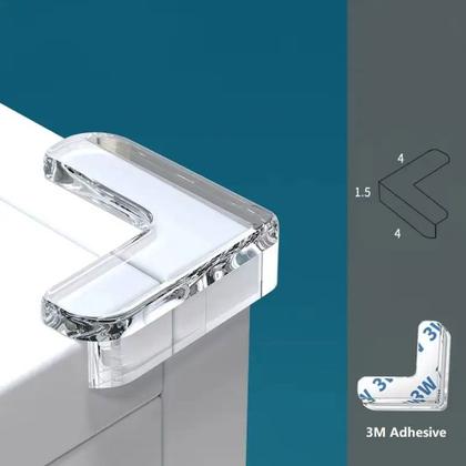 Imagem de Kit com 8 Protetores de Quina em Silicone para Canto Escada Móveis Cuidado com o Bebê c/ Adesivo 