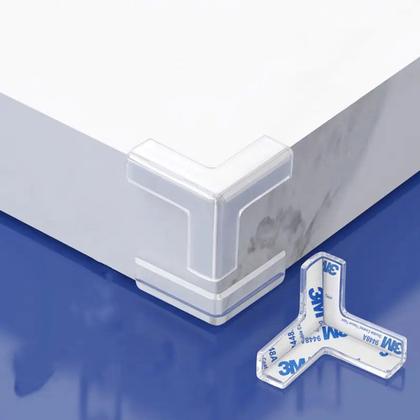 Imagem de Kit com 8 Protetores de Quina em Silicone para Canto Escada Móveis Cuidado com o Bebê c/ Adesivo 