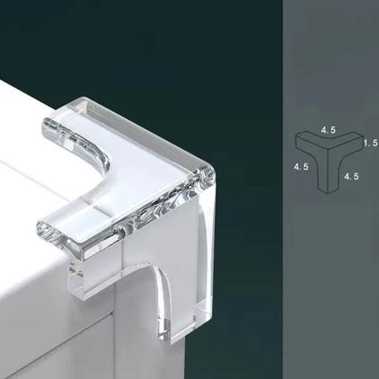 Imagem de Kit com 8 Protetores de Quina em Silicone para Canto Escada Móveis Cuidado com o Bebê c/ Adesivo 