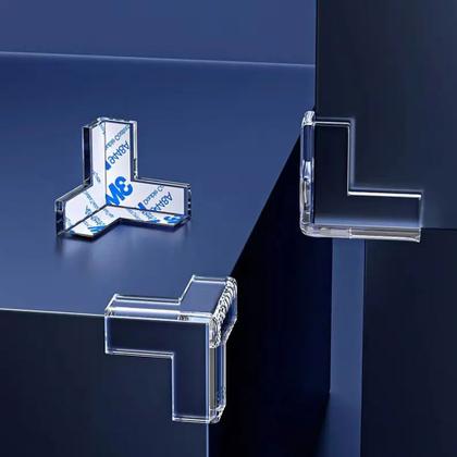 Imagem de Kit com 8 Protetores de Quina em Silicone para Canto Escada Móveis Cuidado com o Bebê c/ Adesivo 