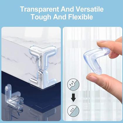 Imagem de Kit com 8 Protetores de Quina em Silicone para Canto Escada Móveis Cuidado com o Bebê c/ Adesivo 