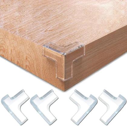 Imagem de Kit com 8 Protetores de Quina em Silicone para Canto Escada Móveis Cuidado com o Bebê c/ Adesivo 