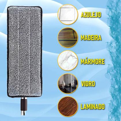 Imagem de Kit com 8 Refis de Mop Flat Microfibra  Alta Absorção e Compatível com Balde Lavagem Vertical