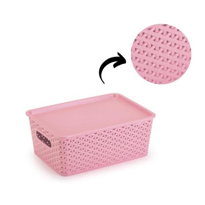 Imagem de Kit Com 9 Caixas Organizadoras Rattan Multiuso C/ Tampa 6,5L