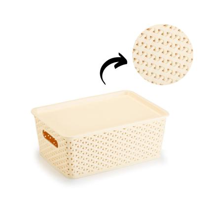 Imagem de Kit Com 9 Caixas Organizadoras Rattan Multiuso C/ Tampa 6,5L