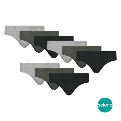 Imagem de Kit Com 9 Cuecas Lisa Slip Tradicional Básica Adulto Algodão Cotton