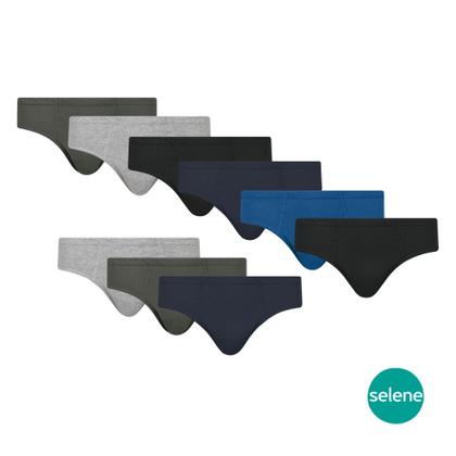 Imagem de Kit Com 9 Cuecas Lisa Slip Tradicional Básica Adulto Algodão Cotton