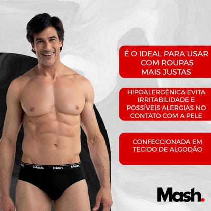 Imagem de Kit Com 9 Cuecas Slip Básica Normal Em Algodão Cotton Mash Masculino Liso Básica