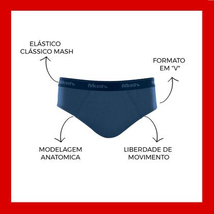 Imagem de Kit Com 9 Cuecas Slip Básica Normal Em Algodão Cotton Mash Masculino Liso Básica