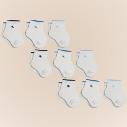 Imagem de Kit Com 9 Pares de Meias Lupo Cano Curto Baby Infantil em Algodão Kids Lisa Sem Estampa