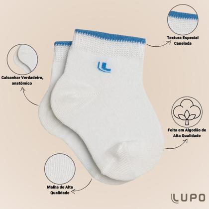 Imagem de Kit Com 9 Pares de Meias Lupo Cano Curto Baby Infantil em Algodão Kids Lisa Sem Estampa