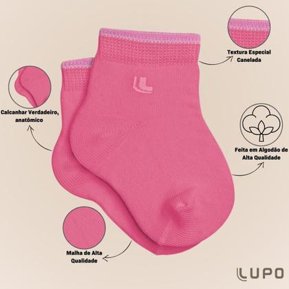 Imagem de Kit Com 9 Pares de Meias Lupo Cano Curto Baby Infantil em Algodão Kids Lisa Sem Estampa