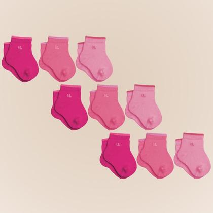 Imagem de Kit Com 9 Pares de Meias Lupo Cano Curto Baby Infantil em Algodão Kids Lisa Sem Estampa