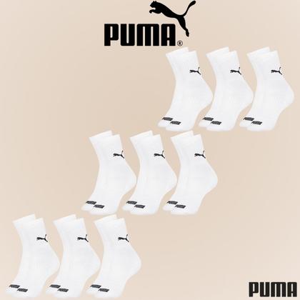Imagem de Kit com 9 Pares de Meias Puma Modelo Cano Médio Lisa Básica Esportiva Calcanhar Verdadeiro Sport