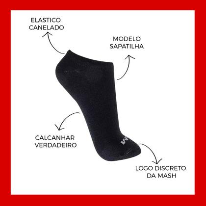 Imagem de Kit Com 9 Pares Meias De Sapatilha Invisível Mash Em Algodão Modelo Unissex