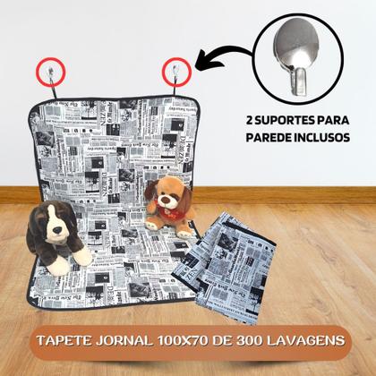 Imagem de Kit com 9 Tapetinhos Alta Absorção para Pets 100x70 Jornal com gachos - 300 Lavagens - Ecológico