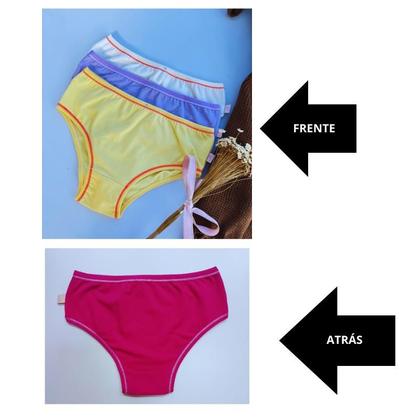 Imagem de kit com até 10 Calcinhas Infantil 100 Algodão Cores Variadas