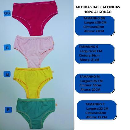Imagem de kit com até 10 Calcinhas Infantil 100 Algodão Cores Variadas