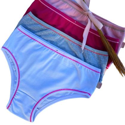 Imagem de kit com até 10 Calcinhas Infantil 100 Algodão Cores Variadas