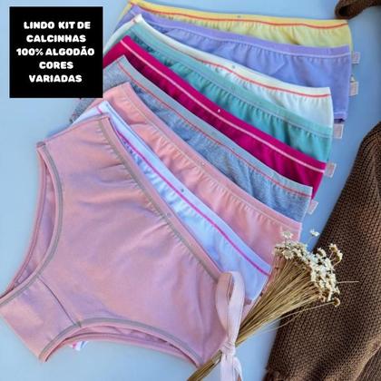Imagem de kit com até 10 Calcinhas Infantil 100 Algodão Cores Variadas