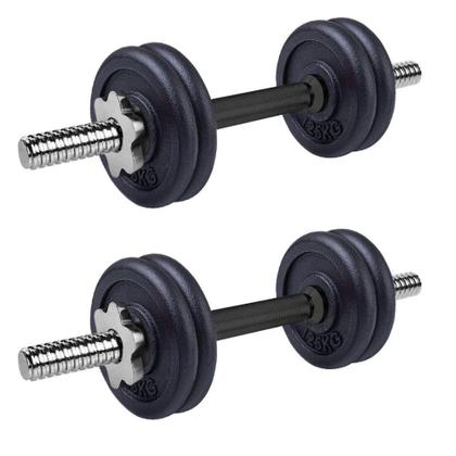 Imagem de Kit com barras 19 peças academia em casa exercicios profissional halteres e anilhas musculação