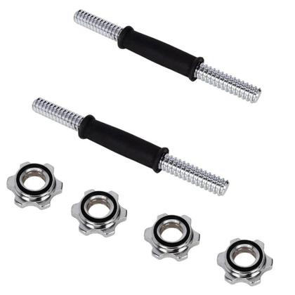 Imagem de Kit com barras 19 peças academia em casa exercicios profissional halteres e anilhas musculação