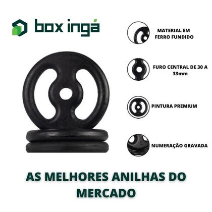 Imagem de Kit com Barras de Halteres e Anilhas de Ferro Fundido - 16 Kg