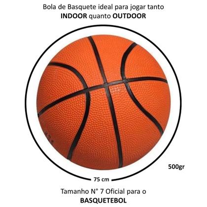 Imagem de Kit Com Bomba + 10 Bolas De Basquete Laranja Tamanho Padrão Oficial