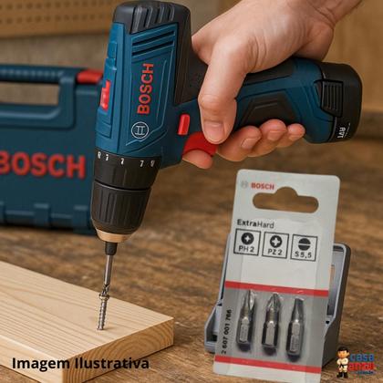 Imagem de Kit com bosch gsr 120-li 12v + jogo de bits fenda/philips