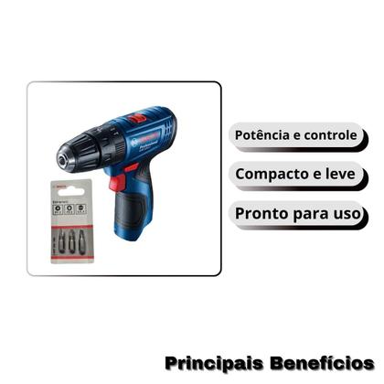 Imagem de Kit com bosch gsr 120-li 12v + jogo de bits fenda/philips