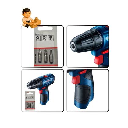 Imagem de Kit com bosch gsr 120-li 12v + jogo de bits fenda/philips