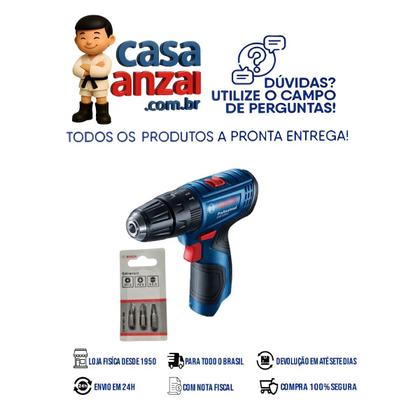 Imagem de Kit com bosch gsr 120-li 12v + jogo de bits fenda/philips